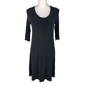 Eileen Fisher Charcoal Gray Viscose Spandex Knit Dress Size Petite Small